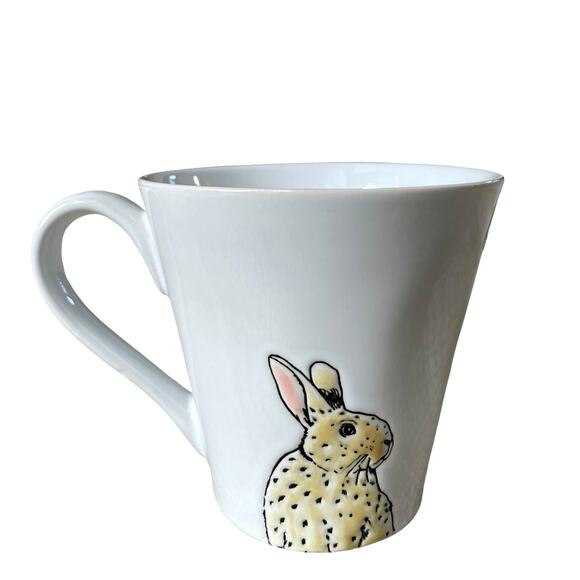 ELI +ANA Easter Bunny Rabbit Mug White Embossed Ceramic Spring Tea Cup New - Picture 1 of 10